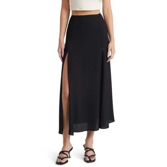 Reformation Dresses & Skirts - New  $148 Reformation Zoe Side Slit Midi  Skirt in Black Size 8